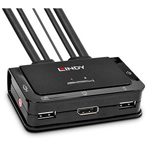 LINDY 2 Port DisplayPort 1.2, USB Type C, USB 2.0 & Audio Cable KVM Switch