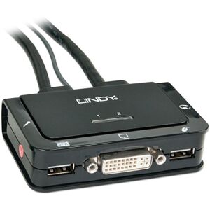 Lindy Compact 2 Port KVM Switch - DVI, USB 2.0 & Audio