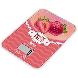 TM Electron TMPBS027 Ultra Thin Digital Display Kitchen Scale with Vintage Strawberry Design, 4 Sensors, Turn to 0, Ideal for Baking and Food