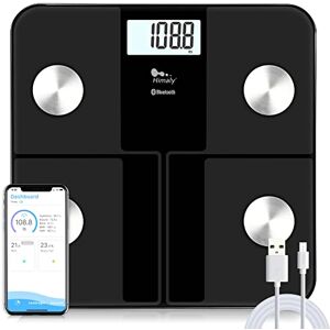 Body Fat Scale USB Rechargeable,Himaly Digital Smart Bathroom Scale for Body Weight,Smart Weighing Scale for BMI, Body Water, Bone Mass,Bluetooth Electronic Scale,180KG,USB Included