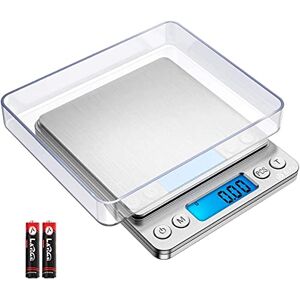 Criacr Digital Pocket Scales, 500g High-Precision Kitchen Scales, Stainless Steel Jewelry Scales with Two Trays, Back-Lit LCD Display, 0.01g Precision, Tare and PCS Features, Batteries Included