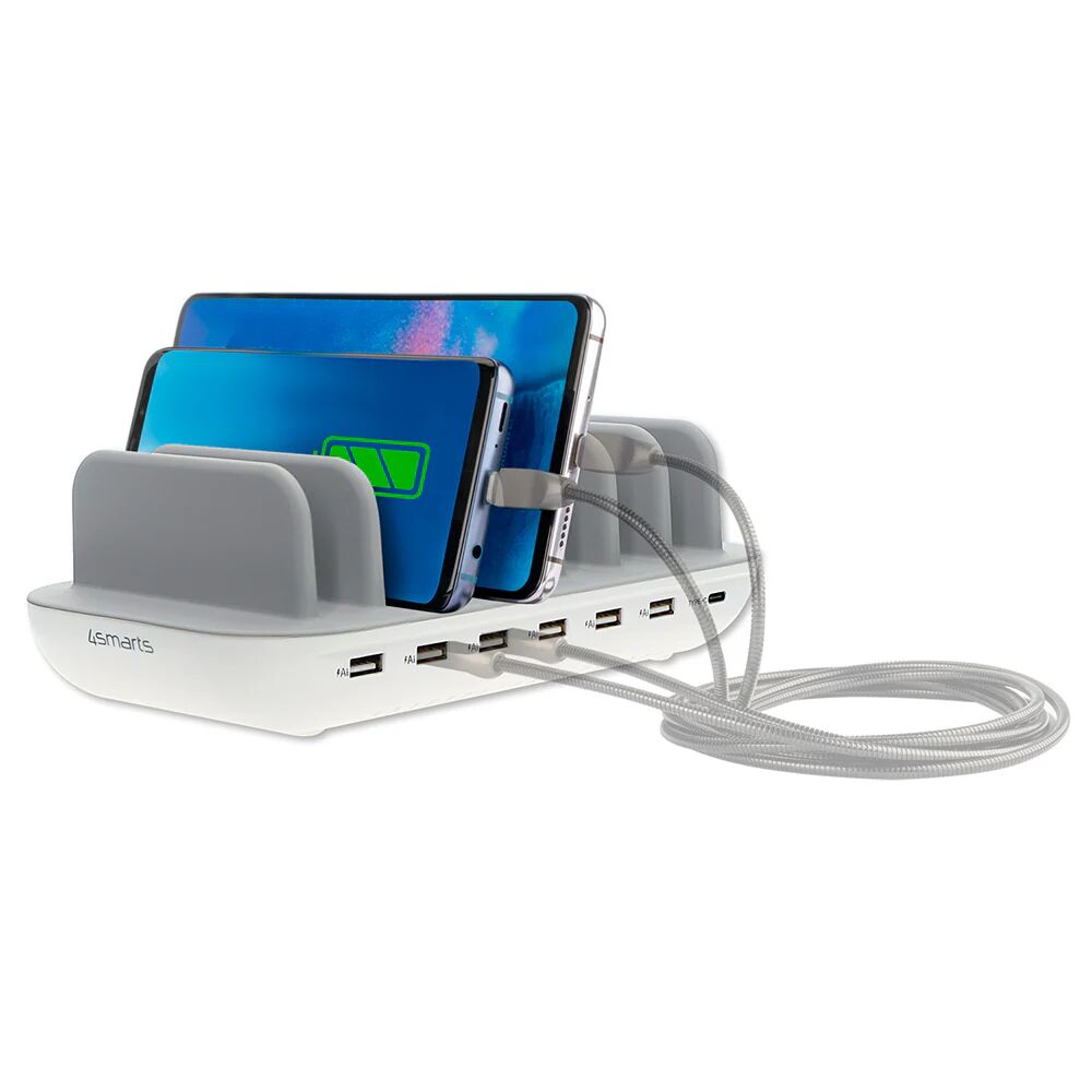 4Smarts 60W Charging Station m. 6 x USB-A & 1 x USB-C - Hvid