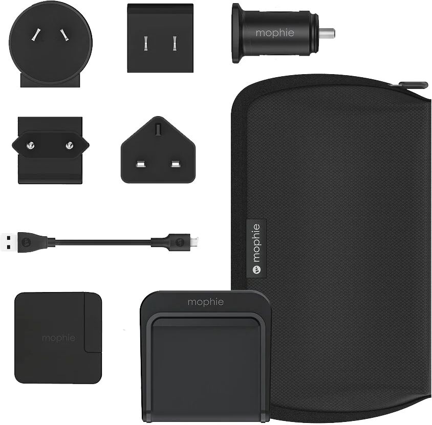 Mophie Travel Kit Rejseoplader - Vægoplader / Biloplader / Trådløs Oplader - Sort