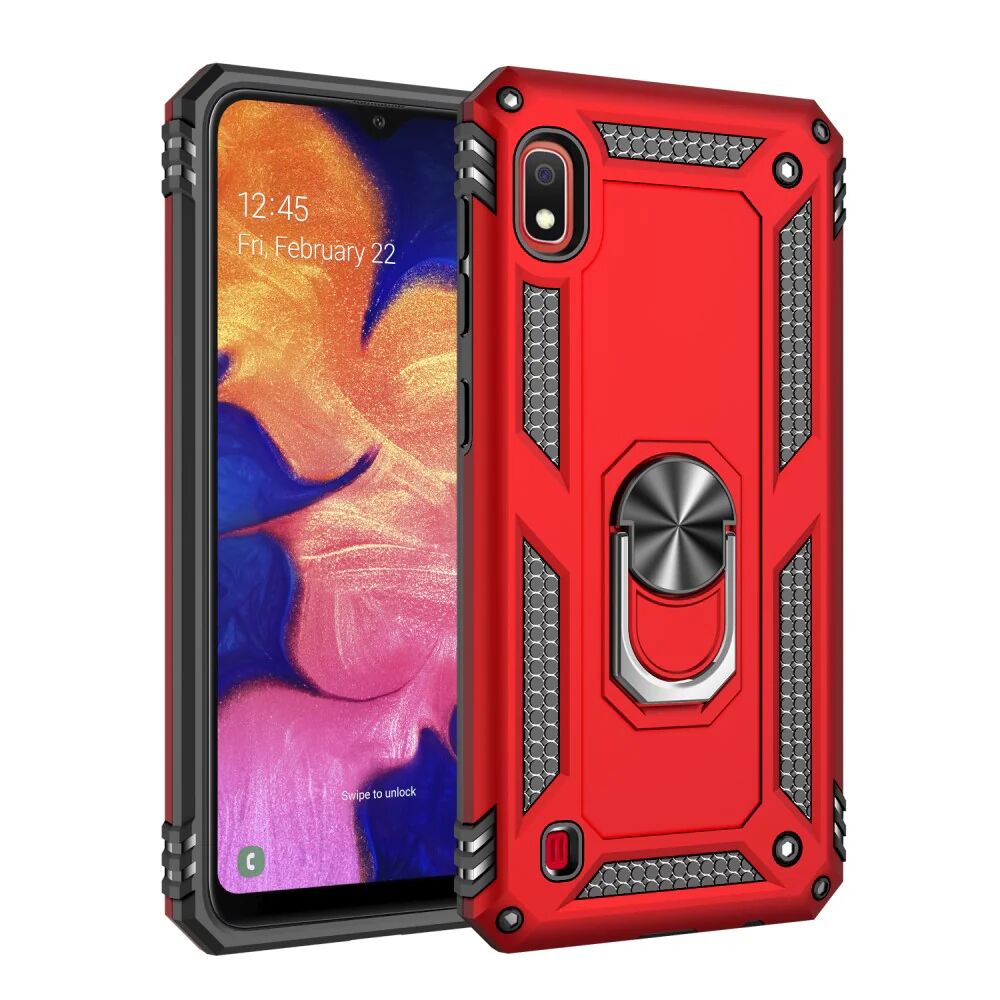 MOBILCOVERS.DK Samsung Galaxy A10 Håndværker Cover m. Stander & 360⁰ Finger Holder - Rød