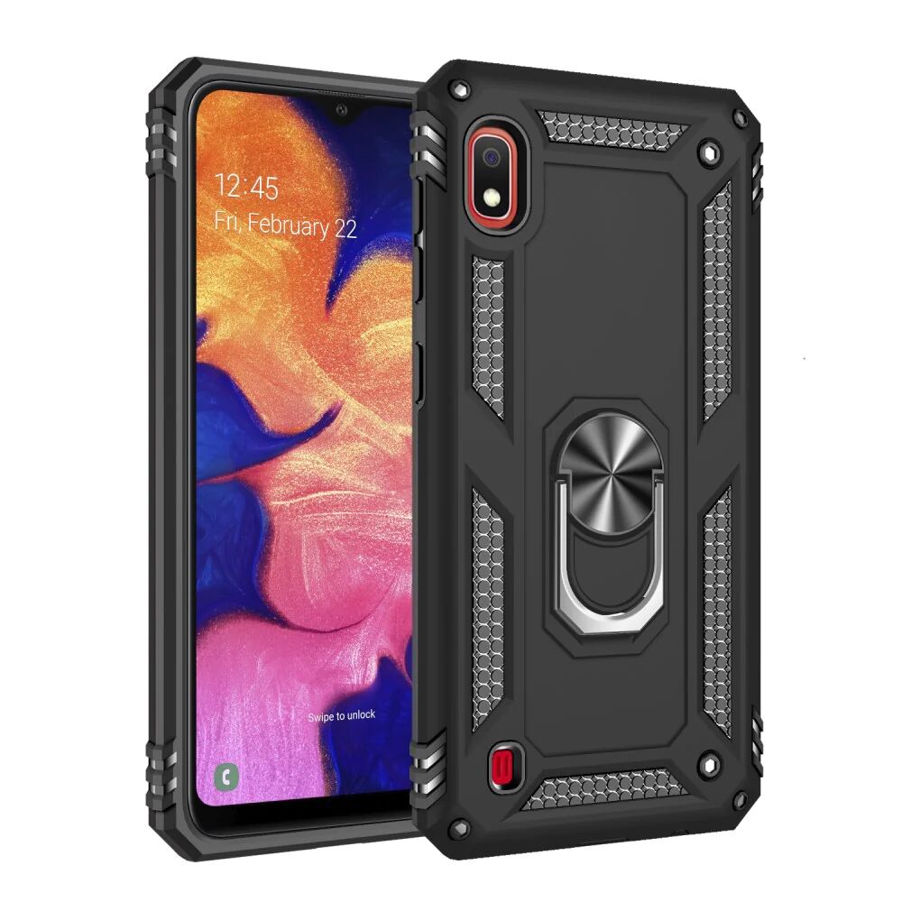 MOBILCOVERS.DK Samsung Galaxy A10 Håndværker Cover m. Stander & 360⁰ Finger Holder - Sort