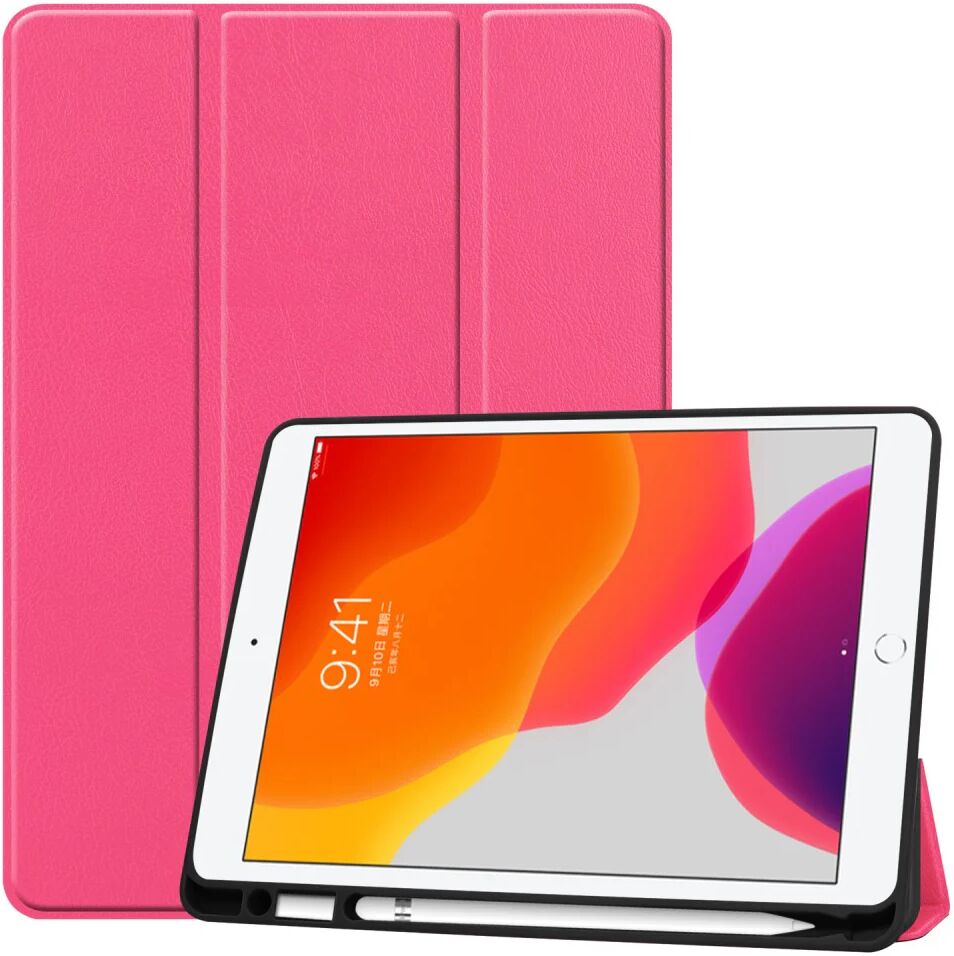 TABLETCOVERS.DK iPad 10.2" (2020 / 2019) Læder Cover m. Holder Til Apple Pencil - Pink