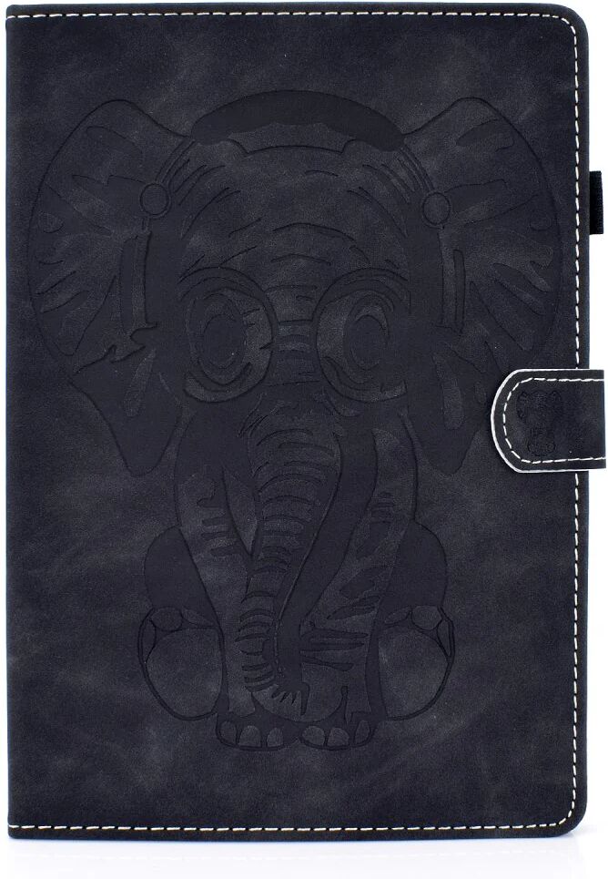 TABLETCOVERS.DK iPad Air (2020) Cover m. Ståfunktion, Kortholder & Apple Pencil Holder - Elefant - Sort