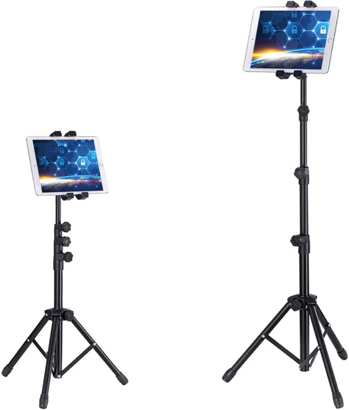 TABLETCOVERS.DK Tripod Tablet Stander I Metal m. 360° Rotation & Taske - Sort