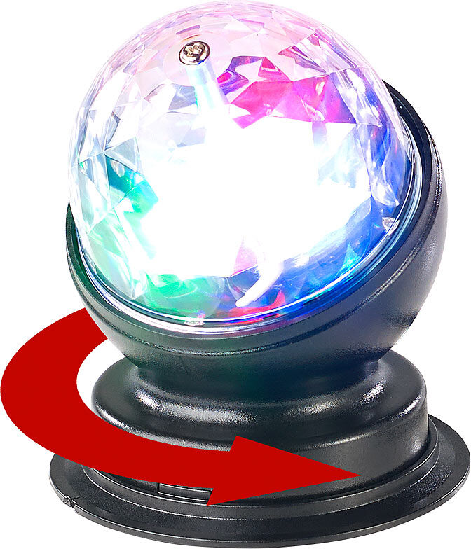 Lunartec Rotierende 360°-Disco-Leuchte mit RGB-LED-Farbeffekten, 3 Watt