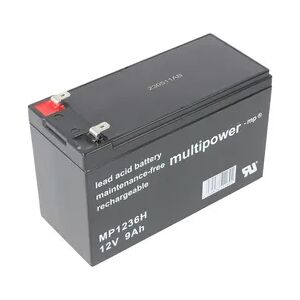 MP1236H Multipower Blei Akku 12 Volt 9000mAh mit zwei Faston Kontakten 6,3mm 151x65x102mm,