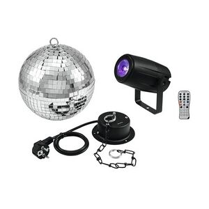 EuroLite Set Spiegelkugel 20cm mit Motor + LED PST-5 QCL Spot sw