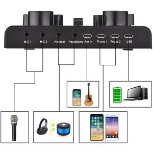 Tomtop Jms V8 Plus Live-Soundkarte Für Streaming, 15 Effekte, Usb-Audiomixer Für Mikrofon, Sprachwechsler