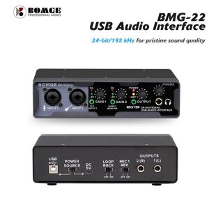 Bomge Audio Bomge Usb-Audio-Interface(24 Bit/192 Khz) Mit Xlr, Phantomspeisung, Direktüberwachung, Loopback Für Pc-Aufnahme, Streaming, Gitarrist