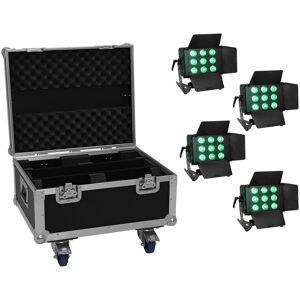 EuroLite Set 4x Led Cls-9 Qcl Rgb/ww 9x7w + Case