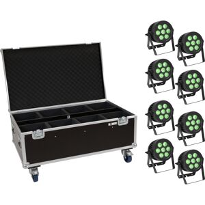 EuroLite Set 8x Led Ip Par 7x9w Scl Spot + Case Mit Rollen