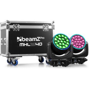 Beamz Pro Mhl1940 Led Moving Head Zoom 19x40w 2 Stück Im Flightcase