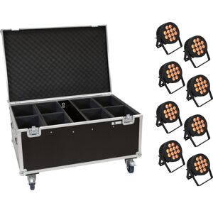 EuroLite Set 8x Led Ip Par 12x9w Scl Spot + Case Mit Rollen