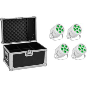 EuroLite Set 4x Led Silent Par 6 Qcl Floor Ws + Case