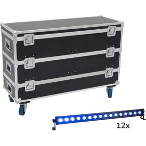 EuroLite Set 12x Led Ip T-Bar 16 Qcl Leiste + Case Mit Rollen