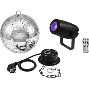 EuroLite Set Spiegelkugel 20cm Mit Motor + Led Pst-5 Qcl Spot Sw