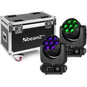 Beamz Pro Mhl740 Led Moving Head Zoom 7x40w 2 Stück Im Flightcase