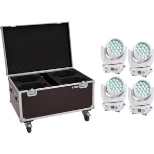 EuroLite Set 4x Led Tmh-X4 Moving-Head Wash Zoom Ws + Case Mit Rollen