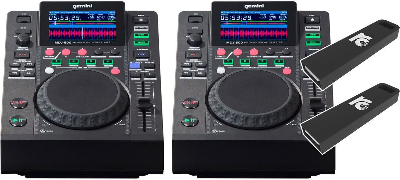 Gemini MDJ-500 Bundle + 2x DJ USB Stick