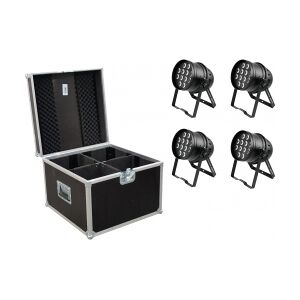 EuroLite Set 4x LED PAR-64 HCL 12x10W bk + Case TILBUD NU tilfælde sæt