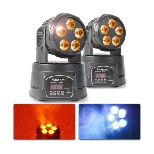 BeamZ MHL90 Mini Moving Head Wash 5x 18W 6-in-1 LEDs - Pakketilbud bundle ingen