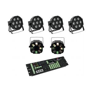 EuroLite Set 4x LED SLS-7 HCL Floor + 2x LED FE-700 + DMX LED Color Chief Contro