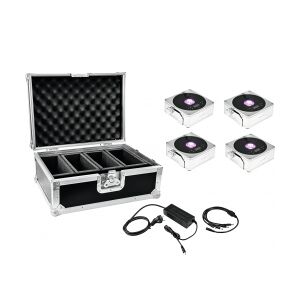 EuroLite Set 4x AKKU IP Flat Light 1 chrome + Case + Charger TILBUD NU