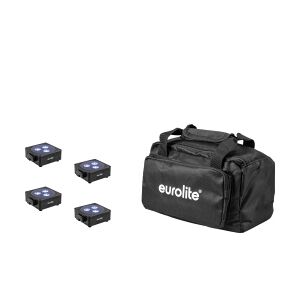 EuroLite Set 4x AKKU Flat Light 3 bk + Soft Bag TILBUD NU