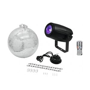 EuroLite Mirror Ball 30cm with motor + LED PST-5 QCL Spot bk TILBUD NU