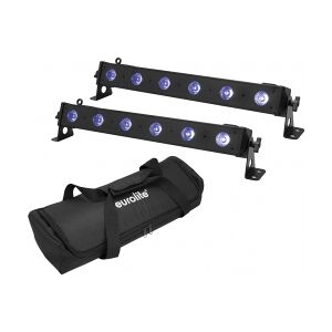 EuroLite Set 2x LED BAR-6 QCL RGB+UV Bar + Soft Bag TILBUD NU