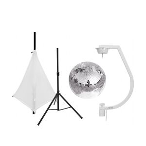 EuroLite Set Mirror ball 30cm with stand and tripod cover white TILBUD NU
