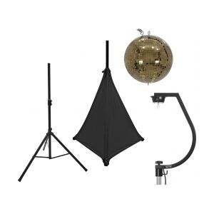 EuroLite Set Mirror ball 30cm gold with stand and tripod cover black TILBUD NU