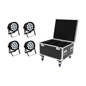 EuroLite Set 4x AKKU IP PAR 14 HCL QuickDMX + Case TILBUD NU