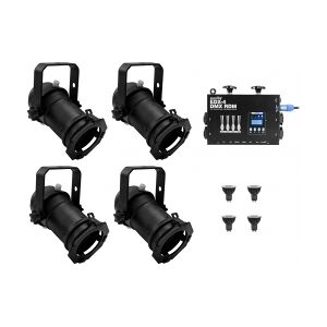 EuroLite Set 4x PAR-16 Spot bk dim2warm + EDX-4 DMX RDM LED Dimmer pack TILBUD