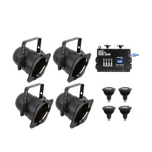 EuroLite Set 4x PAR-38 Spot bk dim2warm + EDX-4 DMX RDM LED Dimmer pack TILBUD