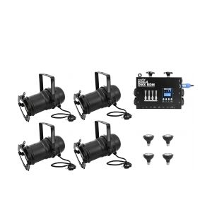 EuroLite Set 4x PAR-30 Spot sw dim2warm + EDX-4 DMX RDM LED Dimmer pack TILBUD