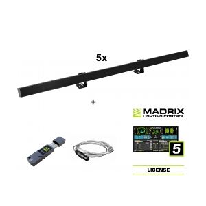 EuroLite Set 5x LED PR-100/32 Pixel DMX Rail bk + Madrix Software TILBUD NU