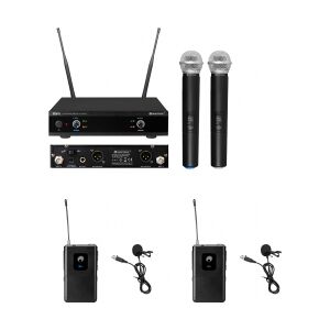 Omnitronic Set UHF-E2 Wireless Mic System + 2x BP + 2x Lavalier Microphone 527.5