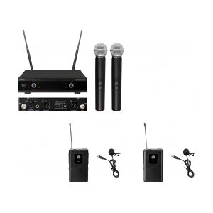 Omnitronic Set UHF-E2 Wireless Mic System + 2x BP + 2x Lavalier Microphone 531.9