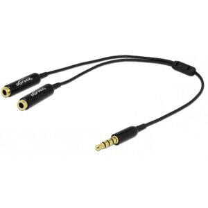 Delock 4 Pin Minijack Splitter Kabel Med Mic - 25 Cm - Sort