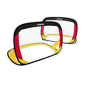 Relaxdays Pop-Up Goals In The German National Colours, Set of 2 Mini Pop-Up Football Goals, H x W x D: 80 x 119 x 83 cm, Black, Red, Gold