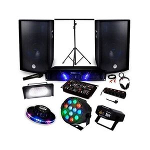 Ibiza Sound pack sono - light ampli amp-300 - hp bms-12 de 1200w - pack 4 lumières effet ovni rvb strobe las par-mini - Publicité