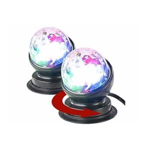 Lunartec : 2 boules disco rotatives à 360° avec effets lumineux LED RVB 3 W - Publicité
