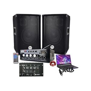 BM Sonic Pack sono 600W, AMPLI USB BLUETOOTH + 2 ENCEINTES 300W + Table de mixage USB, Câblages complet, PA DJ SONO MIX SOIREE MAISON BAR - Publicité