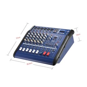 Amplificateur de mélangeur de puissance de Console de mixage Audio de ligne de micro numérique à 6 canaux avec alimentation fantôme 48 V USB/ - Publicité