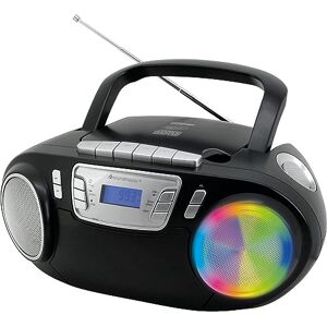 Soundmaster SCD5800SW Radio FM CD MP3 Enregistreur Cassette LED USB Microphone Karaoké Fonction karaoké Effets de lumière - Publicité